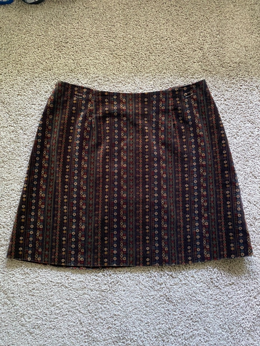 90’s Velvet Pattern A-Line Mini Skirt in Multicolor